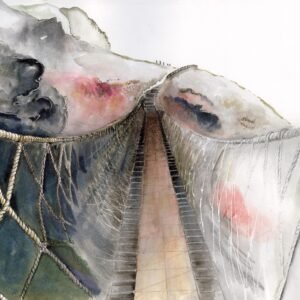 Soft botanical watercolour reflecting a background in textile design bridge